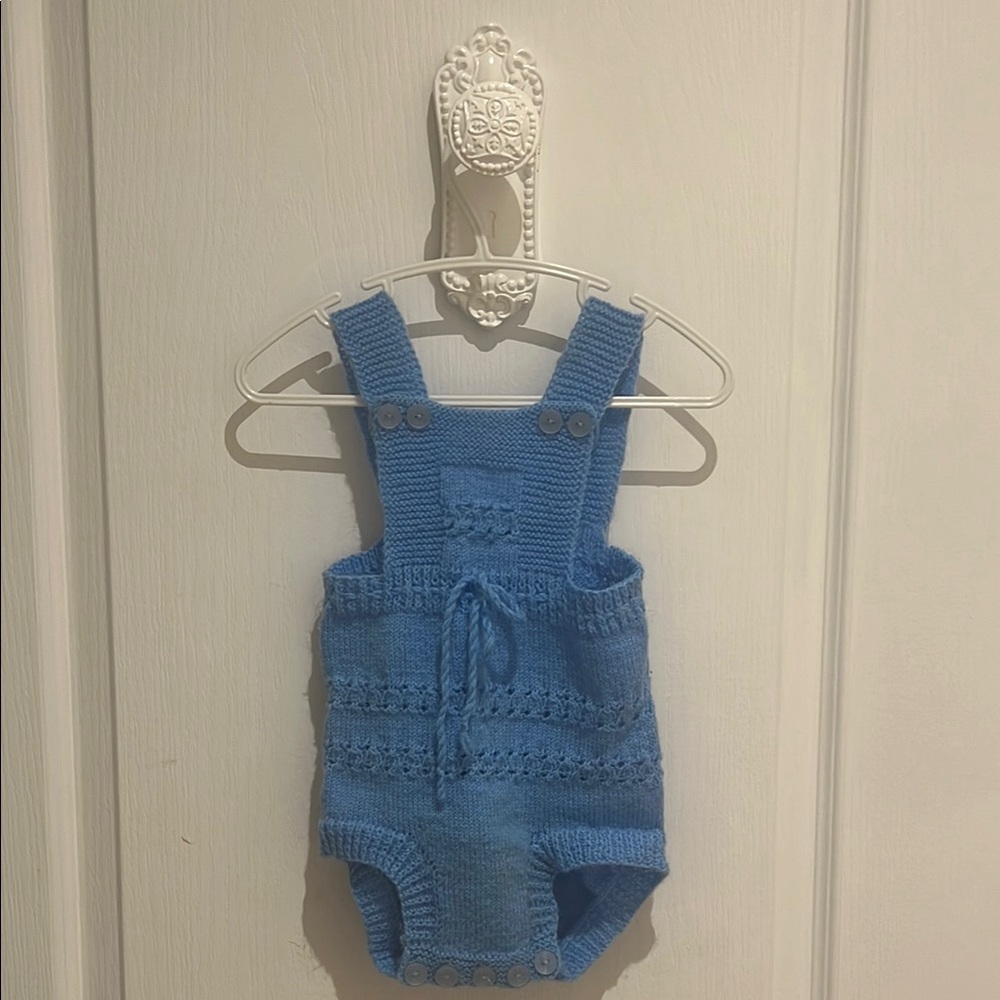 Handmade Blue Knit Baby Romper